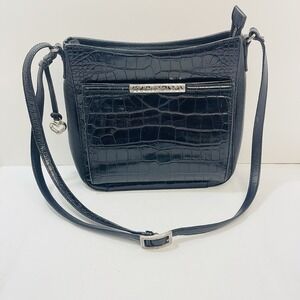Brighton Mingle Sage Croco Black Organizer Cross-Body Bag Purse